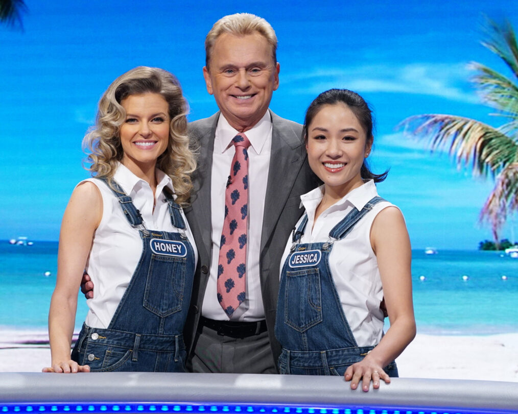 Chelsey Crisp as Honey, Pat Sajak, and Constance Wu as Jessica in Fresh Off The Boat