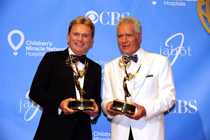 Lifetime Achievement Award honorees Pat Sajak and Alex Trebek pose in the press room at the 38th Annual Daytime Emmy Awards held at the Las Vegas Hilton Hotel And Casino Resort on June 19, 2011 in Las Vegas, Nevada