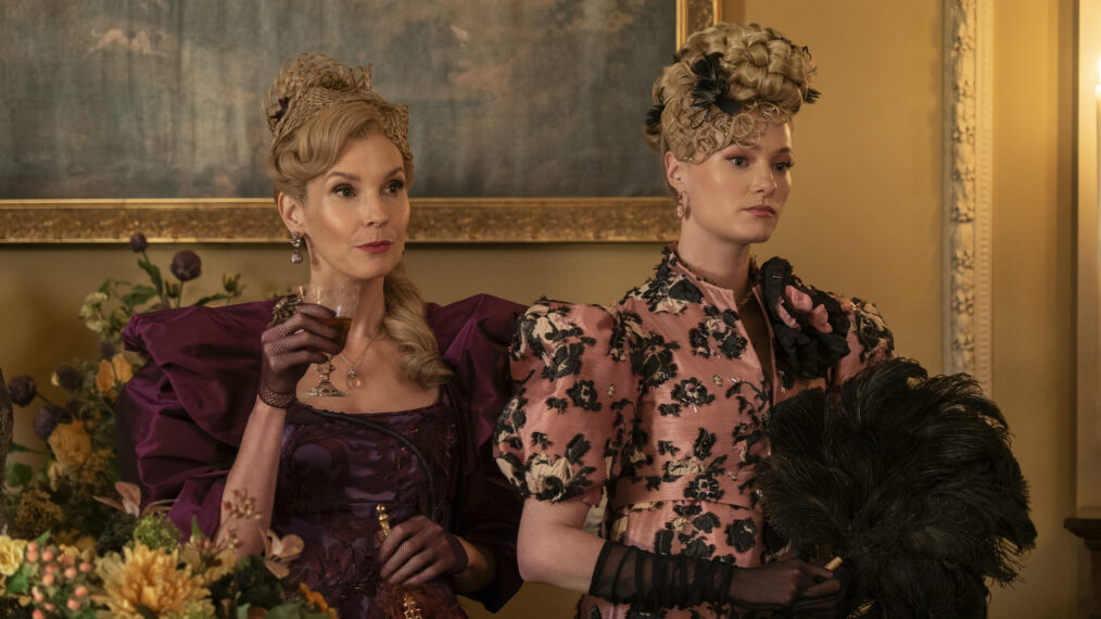 Joanna Bobin as Lady Cowper, Jessica Madsen as Cressida Cowper in Season 3 Episode 3 of 'Bridgerton.'