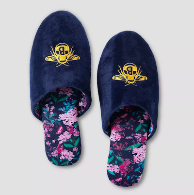 Bridgerton Women's Enchanting Floral Bee Slippers - Navy Blue for Target