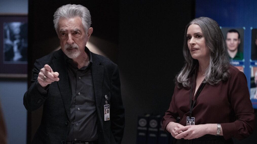 Joe Mantegna as David Rossi and Paget Brewster as Emily Prentiss in 'Criminal Minds: Evolution' Season 17 Episode 1 