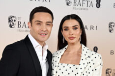 Ed Westwick and Amy Jackson attend the Nominees' Party for the EE BAFTA Film Awards 2024, supported by Bulgari at The National Gallery on February 17, 2024 in London, England.