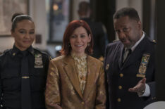 Kaya (Carra Patterson), Elsbeth (Carrie Preston), and Wagner (Wendell Pierce) in the 'Elsbeth' Season 1 Finale 'A Fitting Finale'