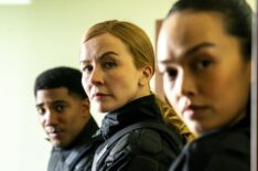 Carter Redwood as Special Agent Andre Raines, Eva-Jane Willis as Europol Agent Megan “Smitty” Garretson, and Vinessa Vidotto as Special Agent Cameron Vo in 'FBI: International' Season 3 Episode 12 'Gift'