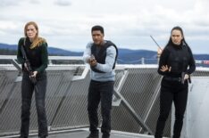 Eva-Jane Willis as Europol Agent Megan “Smitty” Garretson, Carter Redwood as Special Agent Andre Raines, and Vinessa Vidotto as Special Agent Cameron Vo in the 'FBI: International' Season 3 Finale 'Tuxhorn'