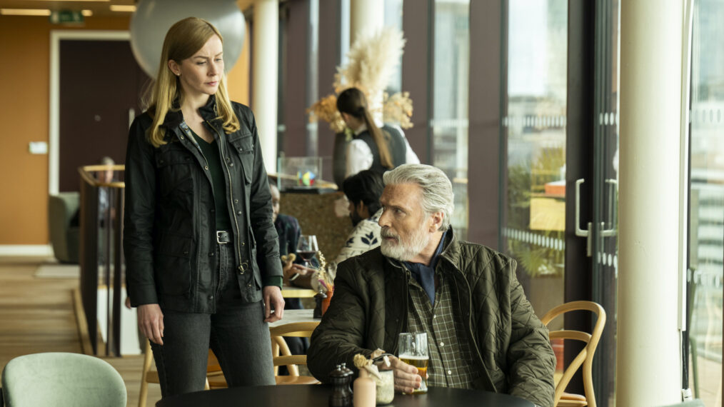 Eva-Jane Willis as Europol Agent Megan 'Smitty' Garretson and Patrick Bergin as Niall Walsh in 'FBI: International' - Season 3 Episode 11