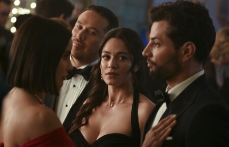 Paola Nunez as Roberta, Kevin Alejandro as Manny Perez, Stephanie Arcila as Gabriela Perez, and Rafael De La Fuente as Diego Moreno in 'Fire Country' - Season 2 Episode 8 - 'It's Not Over'