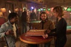 W. Tré Davis as Freddy Mills, Max Thieriot as Bode Leone, and Diane Farr as Sharon Leone in the 'Fire Country' Season 2 Finale 'I Do'