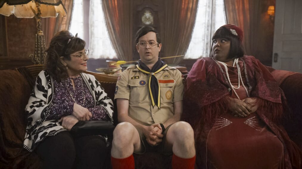 Caroline Aaron, Richie Moriarty, and Danielle Pinnock in 'Ghosts' Season 3