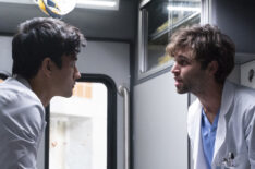 Alex Landi as Nico and Jake Borelli as Levi in 'Grey's Anatomy'
