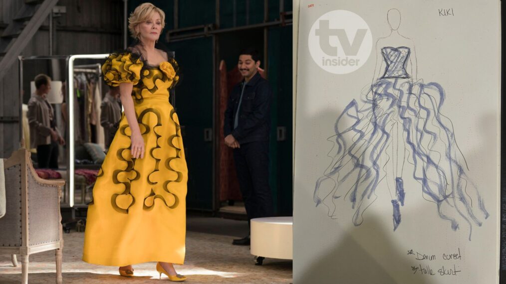Deborah's yellow Bill Blass dress from 'Hacks' Season 3 work by Jean Smart