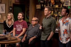 Kaitlin Olson as Dee, Charlie Day as Charlie, Danny DeVito as Frank, Glenn Howerton as Dennis, Rob McElhenney as Mac in 'It's Always Sunny in Philadelphia'
