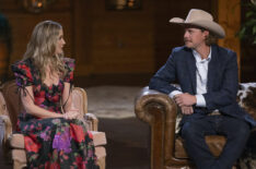 Host Jennifer Nettles and Farmer Nathan in the reunion episode of 'Farmer Wants a Wife'
