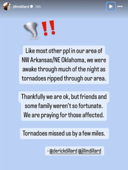 Jill Duggar tornado Instagram post