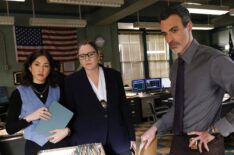 Connie Shi as Violet Yee, Camryn Manheim as Kate Dixon, and Reid Scott as Det. Vincent Riley in the 'Law & Order' Season 23 Finale 'In Harm's Way'