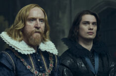 Tony Curran as King James I and Nicholas Galitzine as George Villiers in 'Mary & George' Episode 6 - 'The Golden City'