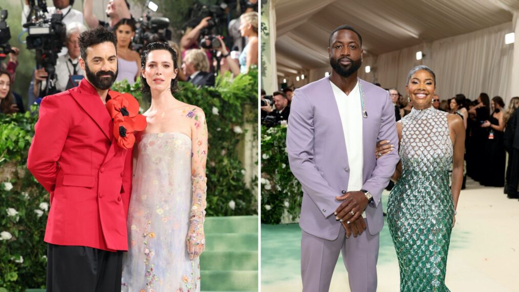Morgan Spector and Rebecca Hall at the Met Gala; Dwyane Wade and Gabrielle Union at the Met Gala