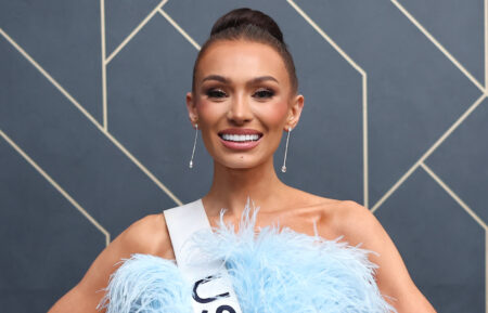 Miss United States Noelia Voigt poses during the The 72nd Miss Universe Competition press junket at Gimnasio Nacional Jose Adolfo Pineda on November 17, 2023 in San Salvador, El Salvador.