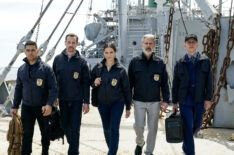 Wilmer Valderrama as Nicholas “Nick” Torres, Sean Murray as Timothy McGee, Katrina Law as Jessica Knight, Gary Cole as Alden Parker, and Brian Dietzen as Jimmy Palmer in 'NCIS' Season 21 finale - 'Reef Madness'