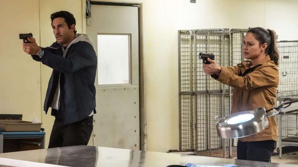 Noah Mills as Jesse Boone and Vanessa Lachey as Jane Tennant in 'NCIS: Hawai'i' Series Finale 
