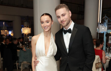 Phoebe Dynevor and Cameron Fuller during the EE BAFTA Film Awards 2024 Dinner at The Royal Festival Hall on February 18, 2024 in London, England