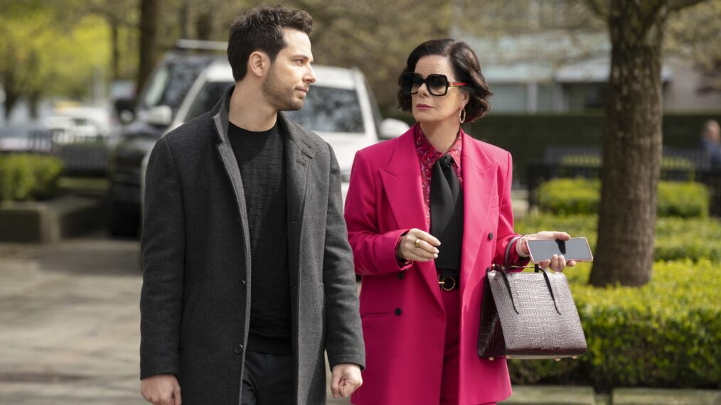 Skylar Astin as Todd Wright and Marcia Gay Harden as Margaret Wright in the 'So Help Me Todd' Series Finale 