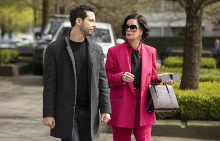 Skylar Astin as Todd Wright and Marcia Gay Harden as Margaret Wright in the 'So Help Me Todd' Series Finale 