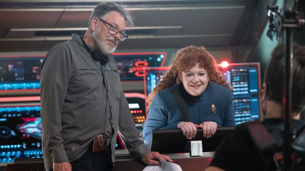 Director Jonathan Frakes and Mary Wiseman as Tilly in 'Star Trek: Discovery' Season 5 Episode 9 