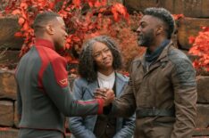 Sawandi Wilson as Captain Leto, Sonequa Martin-Green as Burnham and David Ajala as Book in the 'Star Trek: Discovery' Series Finale 'Life, Itself'