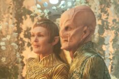 Tara Rosling as President T'Rina and Doug Jones as Saru in the 'Star Trek: Discovery' Series Finale 'Life, Itself'