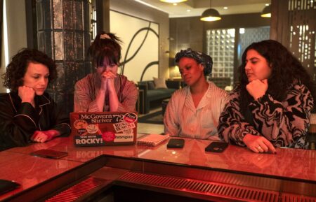 Carla Gugino, Melissa Benoist, Christina Elmore, and Natasha Behnam in 'The Girls on the Bus'
