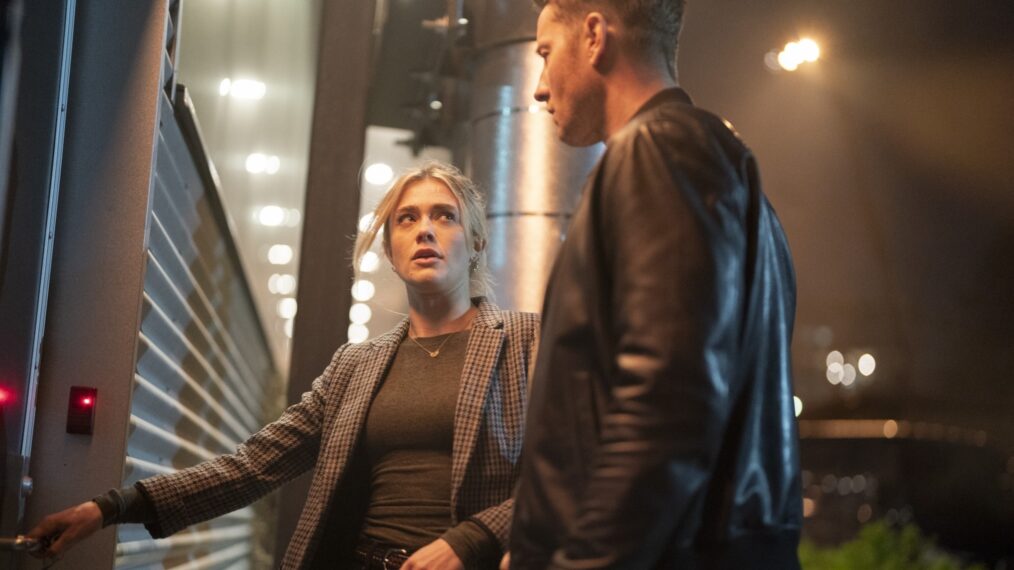 Melissa Roxburgh as Dr. Dory Shaw and Justin Hartley as Colter Shaw in 'Tracker' Season 1 Episode 11 