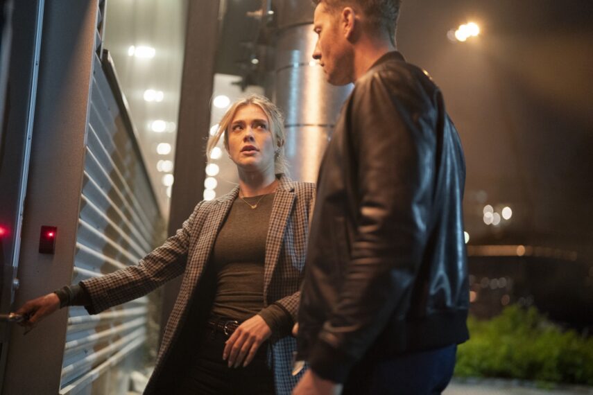 Melissa Roxburgh as Dr. Dory Shaw and Justin Hartley as Colter Shaw in 'Tracker' Season 1 Episode 11 "Beyond the Campus Walls"