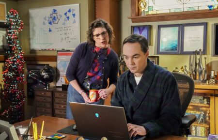 Mayim Bialik and Jim Parsons in 'Young Sheldon's series finale