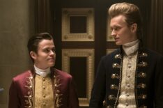 Sam Clemmett as Young Brimsley, Freddie Dennis as Reynolds in 'Queen Charlotte: A Bridgerton Story'