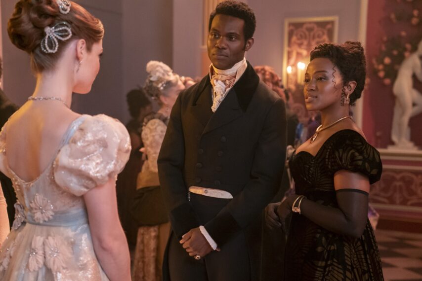 Hannah Dodd, Victor Alli, and Masali Baduza in 'Bridgerton' Season 3