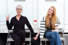 Jamie Lee Curtis and Lindsay Lohan on the set of the sequel to 'Freaky Friday'