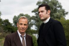 Robson Green as Geordie Keating, Tom Brittney as Will Davenport in Grantchester
