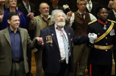 Richard Coyle, Sir Ian McKellen and Toheeb Jimoh bow at the curtain call during the press night performance of 'Player Kings' at the Noel Coward Theatre on April 11, 2024 in London, England.