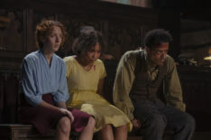 Roxane Duran as Madeleine, Delainey Hayles as Claudia, and Jacob Anderson as Louis in 'Interview With the Vampire' Season 2 Episode 7 - 'I Could Not Prevent It'