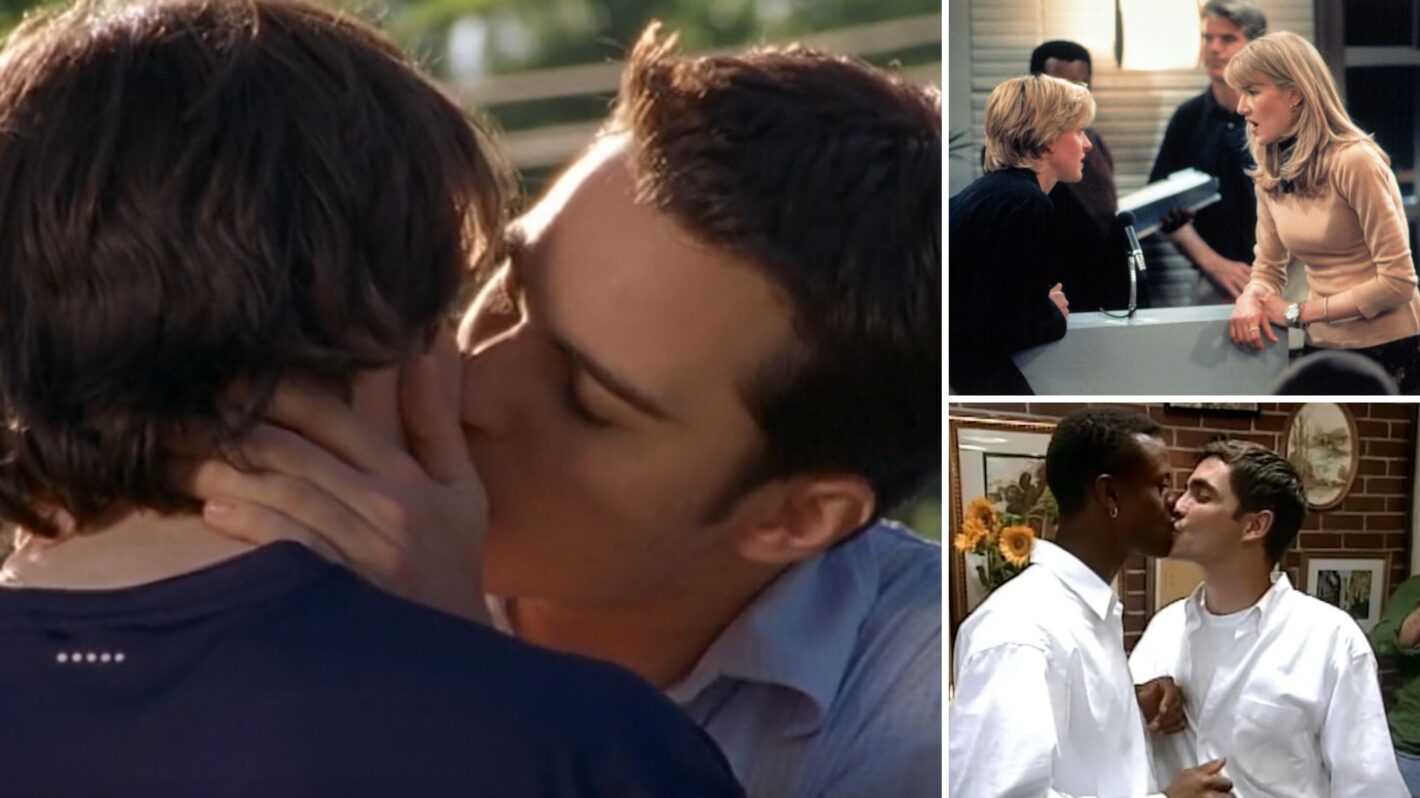Kerr Smith and Adam Kaufman on 'Dawson's Creek'; Ellen DeGeneres and Laura Dern on 'Ellen'; Pedro Zamora and Sean Sasser on 'The Real World: San Francisco'