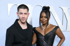 Nick Jonas and Adrienne Warren attend The 77th Annual Tony Awards at David H. Koch Theater at Lincoln Center on June 16, 2024 in New York City.