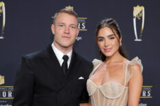 Christian McCaffrey and Olivia Culpo attend the 12th annual NFL Honors at Symphony Hall on February 09, 2023 in Phoenix, Arizona.