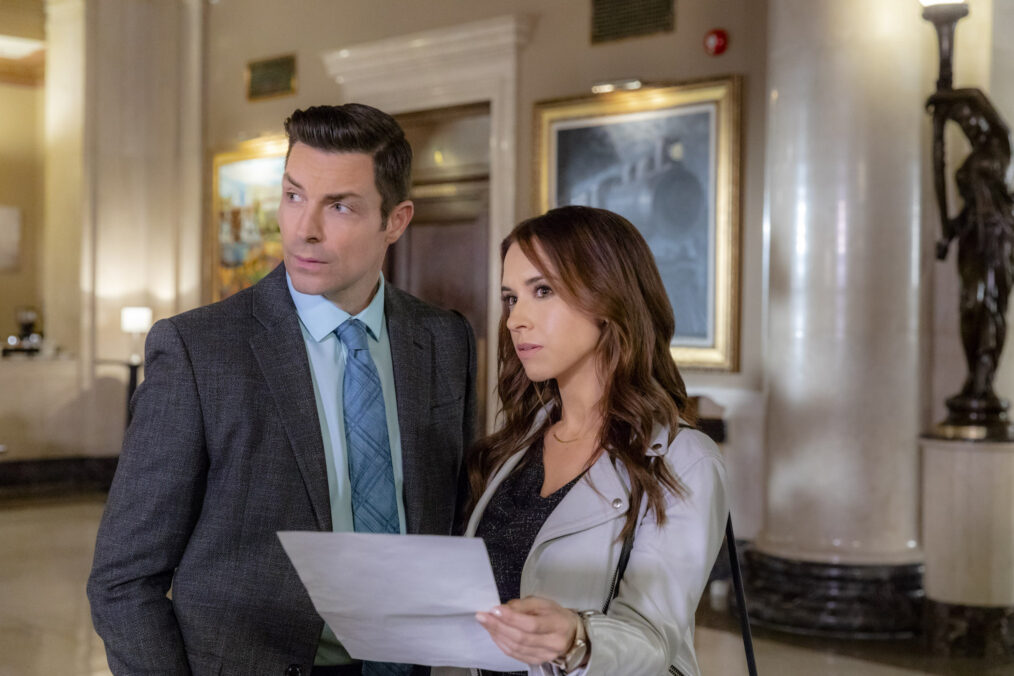 Lacey Chabert and Brennan Elliott in 'Crossword Mysteries: A Puzzle to Die For'