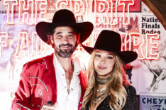 Ryan Bingham and Hassie Harrison attends the Bingham's Bourbon NFR After Party at Inspire at the Wynn on December 07, 2023 in Las Vegas, Nevada.