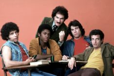 Robert Hegyes, Lawrence-Hilton Jacobs, Gabe Kaplan, John Travolta, and Ron Palillo in 'Welcome Back, Kotter'