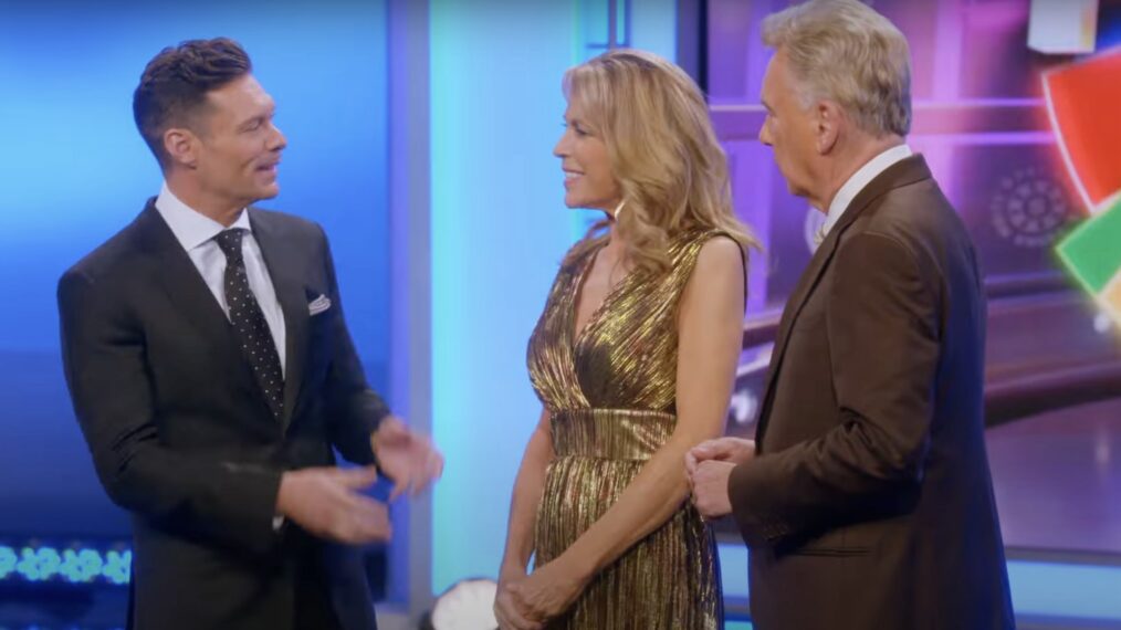 Ryan Seacrest, Vanna White, and Pat Sajak in 'Wheel of Fortune'