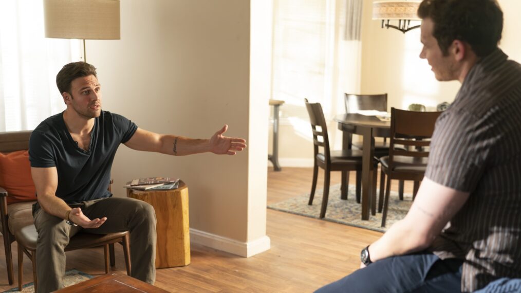 Ryan Guzman as Eddie and Oliver Stark as Buck in '9-1-1' Season 7 Finale