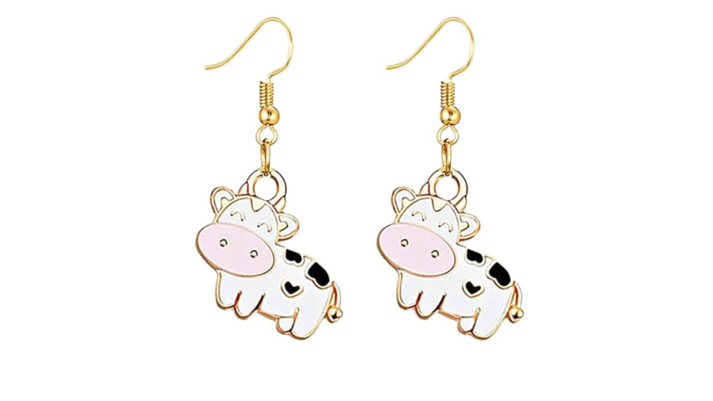 Cow Farm Pet Dangle Hook Earrings