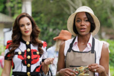 Melissa Fumero and Aja Naomi King in Grosse Pointe Garden Society